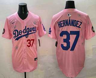 Men%27s Los Angeles Dodgers #37 Teoscar Hernandez Pink 2025 Tokyo Series Limited Jersey